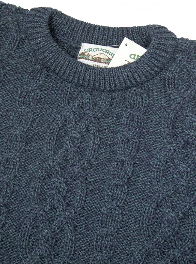 Aran Crafts Basket Stitch Crew Neck Sweater (100% Wool)