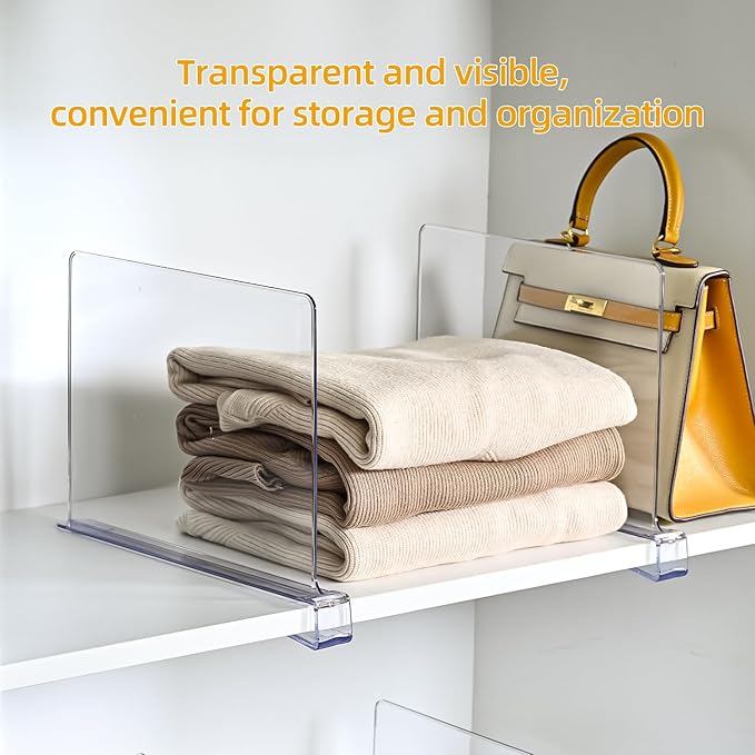 Shelf Dividers，Vertical Purse Organizer for Closet，Thickened and Sturdy Shelf Organizer for Sweater, Shirts, Handbags,8" Tall x 11" (6 Pcs)