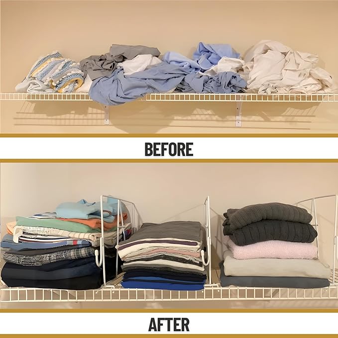 Evelots Wire Shelf Dividers - Extra Closet Organization and Storage for Home or Office -10 Pack- New Removable Hooks - Tall Shelf Separators - Easy to Clip -No Tool- Sturdy Coated Steel - 12 Inch Tall