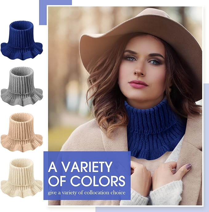 JenPen Winter Fake Turtleneck for Women Dickey Collar Knitted Detachable Half Top Mock High Turtleneck Neck Warm Faux Collar