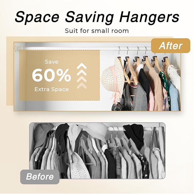HOUSE DAY Space Saving Hangers 100 Pack, Clothes Hanger Connector Hooks, Heavy Duty Closet Space Saver, Small Space Solutions, Cascading Dorm Room Closet Organizer and Storage - Black