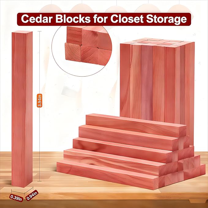200 Pack Cedar Blocks for Closet Storage Cedar Sticks Aromatic Red Wood Sticks Chips for Closet Wardrobe Cedarwood Planks Natural Kitchen Storage and Drawers Freshener
