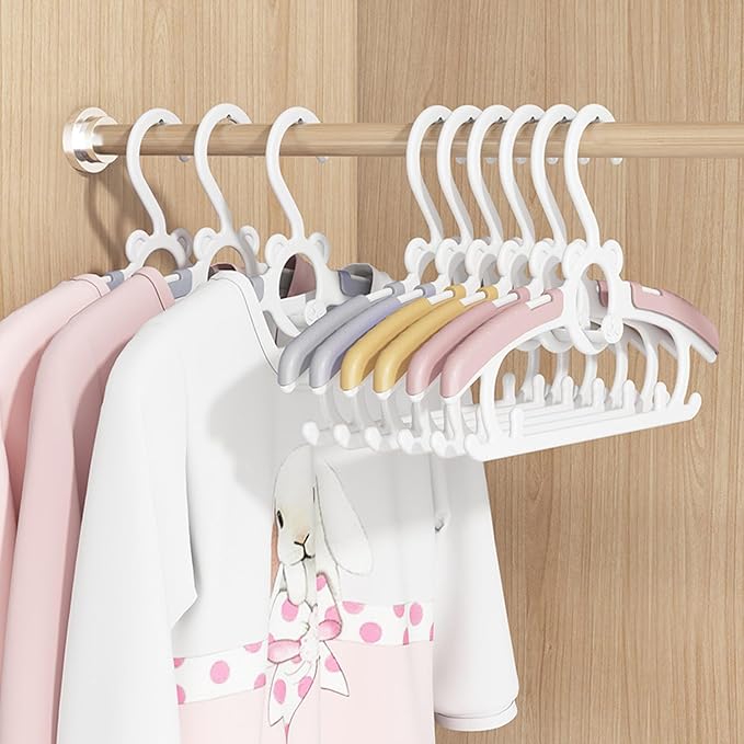 Baby Hangers 50 Pack, Stackable Design Saves Cabinet Space, Adjustable Children'inks Hangers According to The Size of Clothes, Suitable for Babies and Children(Pink)