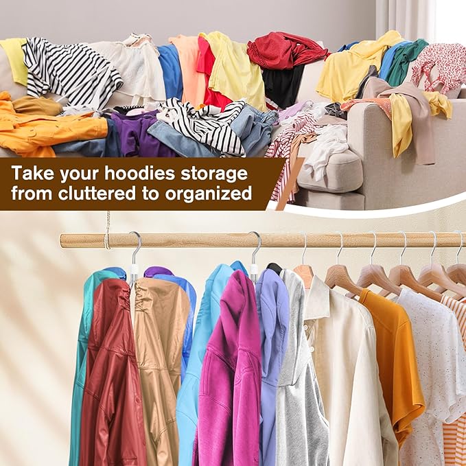 Hoodie Organizers 2-Pack, 6 Balls 360°Swivel Hoodie Hangers for Closet