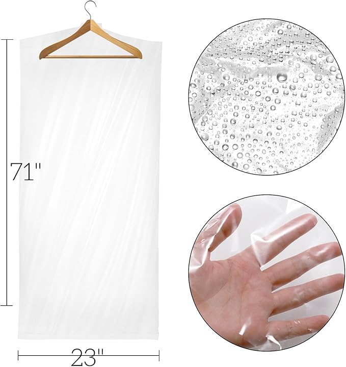 AVLA 50 Pack 71 Inch Clear Garment Bag, Extra Long Plastic Dry Cleaning Bag, Dry Cleaner Hanging Clothes Cover, Dust-proof Transparent Dress Protector Bag for Coat Suit Closet Storage Home Laundry
