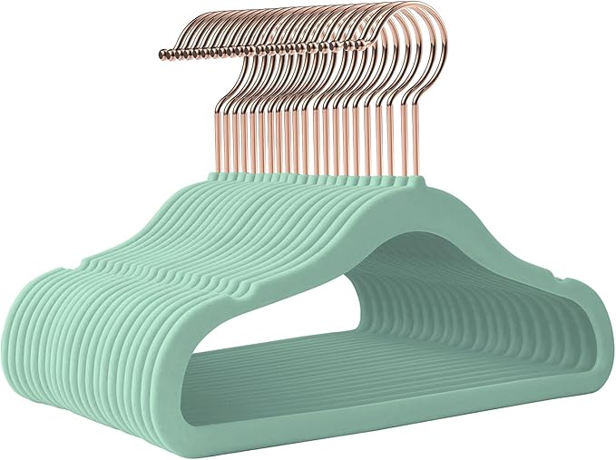 Baby Hangers Velvet 50 Pack-11.4 Inch,Baby Clothes Hanger Non Slip, Kid Hanger for Closet,Durable Infant/Toddler Hangers Teal Hanger