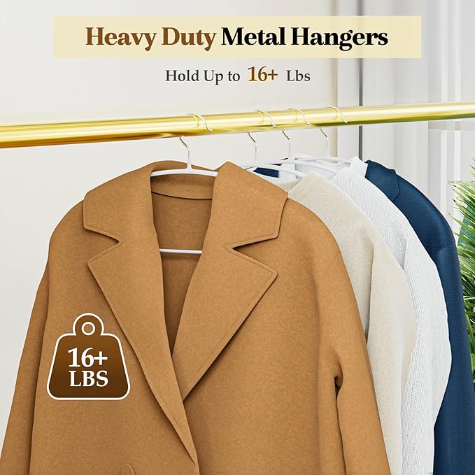 Heavy Duty Metal Suit Hangers 40 Pack, Non-Slip PVC Coating, No Shoulder Bumps, Space Saving Clothes Hangers for Sweaters, Coat, Shirts, Skirt, Jackets, White