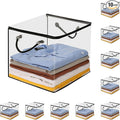 10 PCS Clear Zippered Storage Bags with Handles,Sweater Storage with Two-Way Zipper,Foldable Closet Organizer Bed Sheet Organizer,Cube Plastic Organizer,Bag,Bin for Clothes,Towel-BK