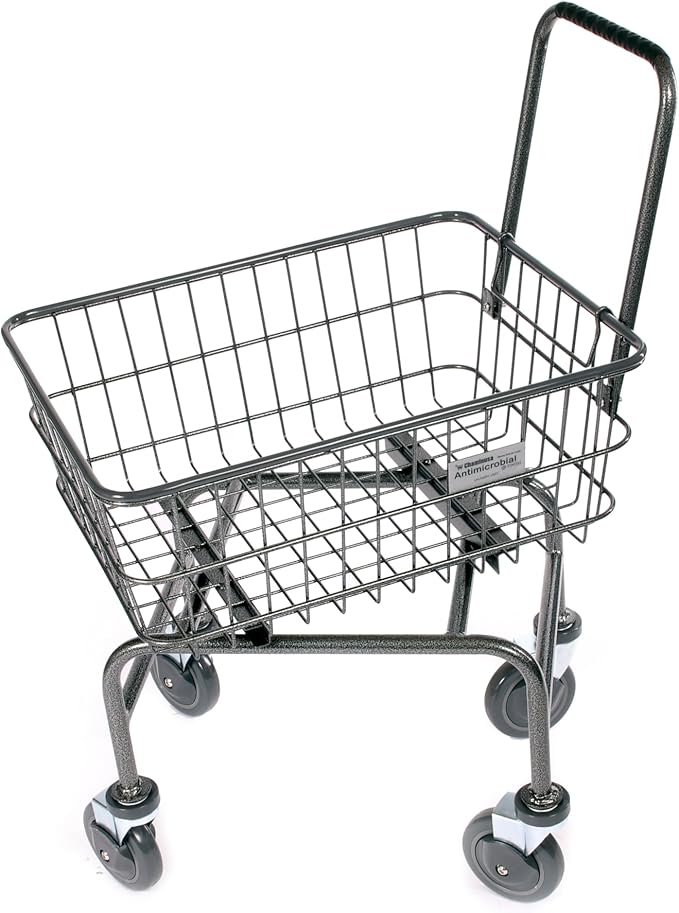 Rolling Laundry Cart with Wheels, Metal Wire Basket, Heavy Duty Utility Cart (Grey)