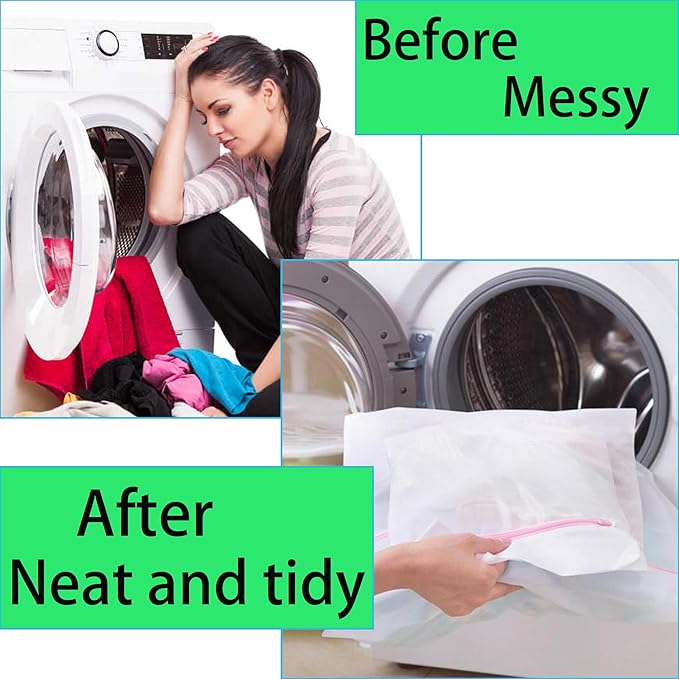 4 Pieces Jumbo Mesh Laundry Bags, 2*（44 x 36 ）and 2*（24 x 32） In Large Mesh Wash Bags Zippered Garment Bag for Washing Machine Garment Dirty Clothes Washer Dryer Net Protector