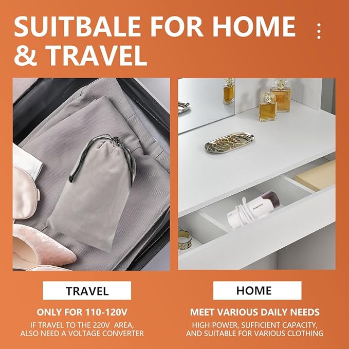 1000w Travel Garment Steamer for Clothes: Foldable Portable Handheld Clothing Mini Steamers Travel Size Hand held Electric Small steam Iron Travel Dorm Essentials