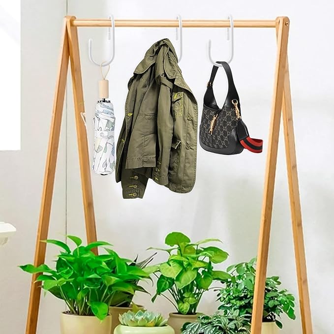 12 Pack Heavy Duty Twist Design Purse Hanger for Closet - Anti-Slip Vinyl Coated Metal 4 inch Large S Hooks, Multipurpose Organizer for Purses, Handbags, Belts, Scarves, Hats, White