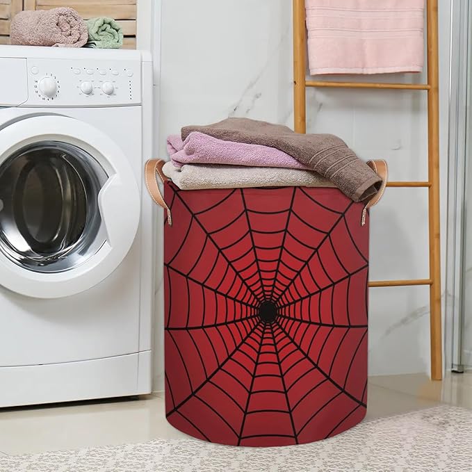 Dirty Clothes Hamper for Boys Laundry Basket Spider Web Collapsible Large Round Storage Bin Organizer for Living Room Bedroom Playroom