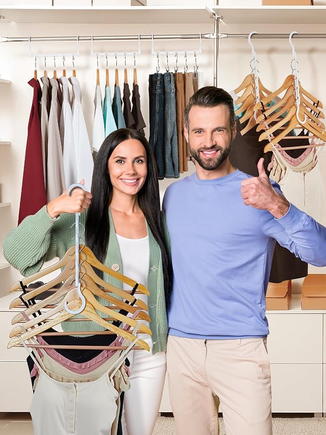 HOUSE DAY White Magic Space Saving Hangers, Premium Smart Hanger Hooks, Sturdy Cascading Hangers with 5 Holes for Heavy Clothes, Closet Organizers and Storage, College Dorm Room Essentials 10 Pack
