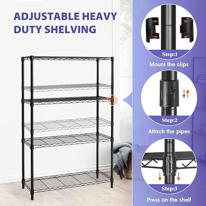 YRLLENSDAN Heavy Duty 4-Tier Wire Shelving Unit – NSF Certified Adjustable Metal Storage Rack for Kitchen, Garage, Pantry – 1000 lbs Capacity – 36" W x 14" D x 54" H ﻿