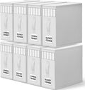 WOWBOX Sheet Organizers and Storage,Closet Bed Sheet Organizer Under Bed Storage and Organization with Label Cards & Clear Window for Bedding Sheets,Duvet Covers,Blankets (8 Pack，White)