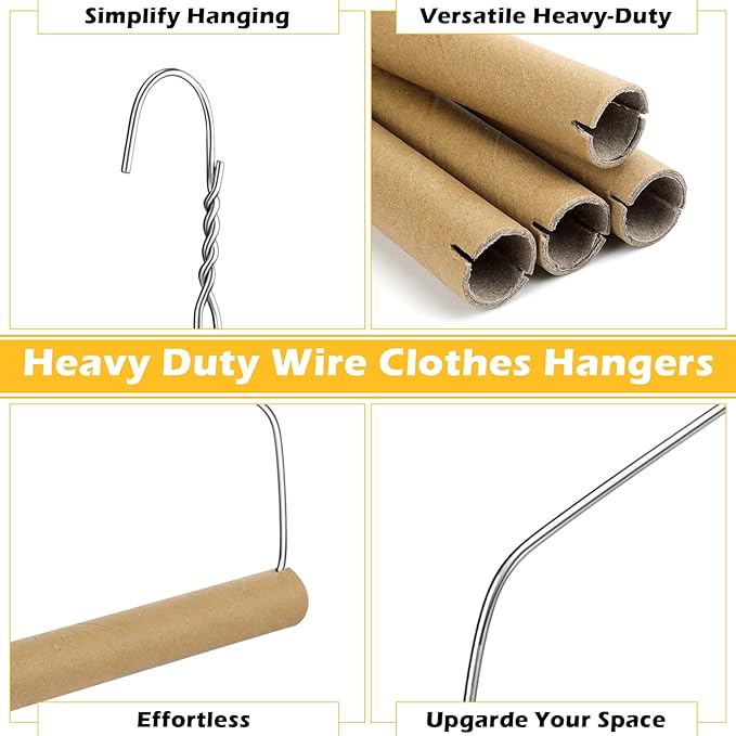 5 Sets Dry Cleaner Hangers 18 Inch Drapery Hanger and Tubes with Strong 10.5 Gauge Wire for Heavy Items