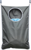 Oxford Fabric Space Saving Door-Hanging Laundry Hamper Bag + 2 Stainless Steel Hooks + 2 Strong Suction Cups for Bedroom, Nursery, Dorm or Closet (Grey)
