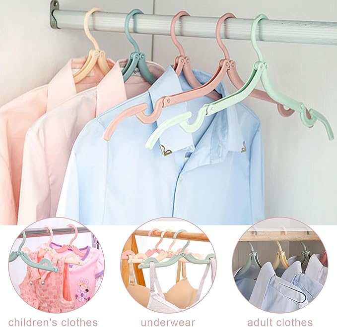 DMJJSD® 20 PCS Travel Hangers Folding Clothes Hangers Portable Plastic Clothes Coats Hangers Non-SlipTravel Hanger Portable Folding Foldable Space Saving Coat Hanger for Home,Hotel,Travel,Camping