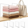 Purse Organizer for Closet Shelf Dividers: 11-inch Tall (Higher Version) Adjustable Clear Acrylic Bag Storage Organizer for Handbags, Sweaters, Towels, Jeans and Shoes on Wood Shelves 4-Pack