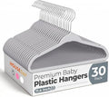 HOUSE DAY 11.4 Inch Baby Hangers 30 Pack - Plastic Kids Hangers Space Saving Thin Profile, Children Closet Organizers with Rotatable Hook of 360°, Heavy Duty for Toddler Clothes Nursery - Gray