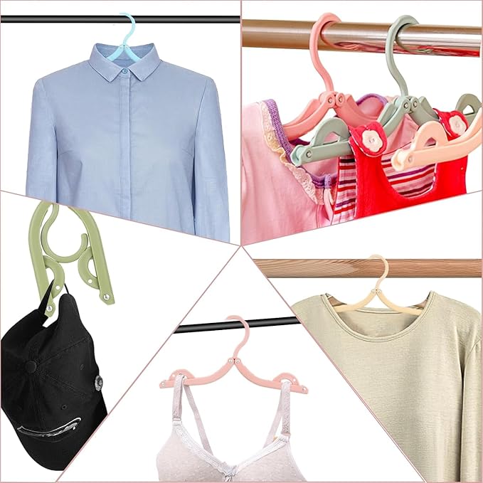 DMJJSD® 20 PCS Travel Hangers Folding Clothes Hangers Portable Plastic Clothes Coats Hangers Non-SlipTravel Hanger Portable Folding Foldable Space Saving Coat Hanger for Home,Hotel,Travel,Camping