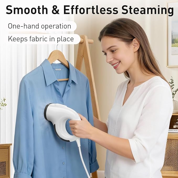 Vacuum Steamer for Clothes – Handheld Clothes Steamer with 2800Pa Suction & 25s Heat-Up – No-Drip Garment Steamers – Suction Steam Iron Alternative – Compact Steam Travel Iron with Base & Bag