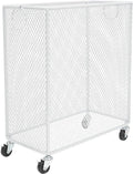 Rolling Laundry Basket Cart, Metal Laundry Hamper with Wheels, Laundry Organizer Basket Cart, Clothes Storage Organizer Hamper for Living Room,Bathroom,Closet (White, Rectangular)