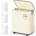 LAMU 145L Laundry Hamper with Wheels, Rolling Laundry Basket with Lid and 3 Removable Laundry Bag, Sturdy Large Capacity 3 Section Dirty Clothes Hamper for Laundry Room, Bedroom, Bathroom, Dorm, Beige
