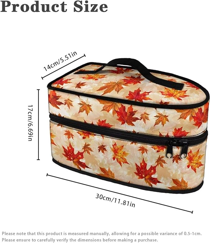 Autumn Maple Leaves Steam Iron Storage Case with Zipper Closure Lightweight Reusable Iron Storage Bag for Clothing Store