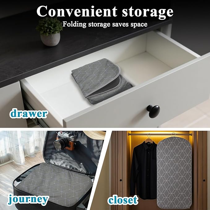 Steamer Board for Clothes - 35"x17.5" Hanging Steamer Board with Ironing Glove, Over Door Foldable Steam Stand, 360° Rotatable Hook, Garment Steamer Rack for Steaming & Ironing