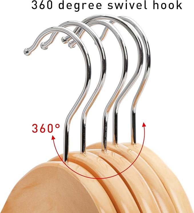 Tosnail 8 Pack Wooden Suit Coat Hangers with Locking Bar, Wood Hanger Pants Clothes Hanger - Flat Construction for Saving Space