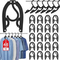 48 Pcs Portable Folding Travel Hangers for Cruise Ship Essentials 2026, Plastic Hanger Clothes Drying Rack for Suitcase, RV, Camping, Flying, Hotel, Road Trip Essentials Travel Accessories (Black)