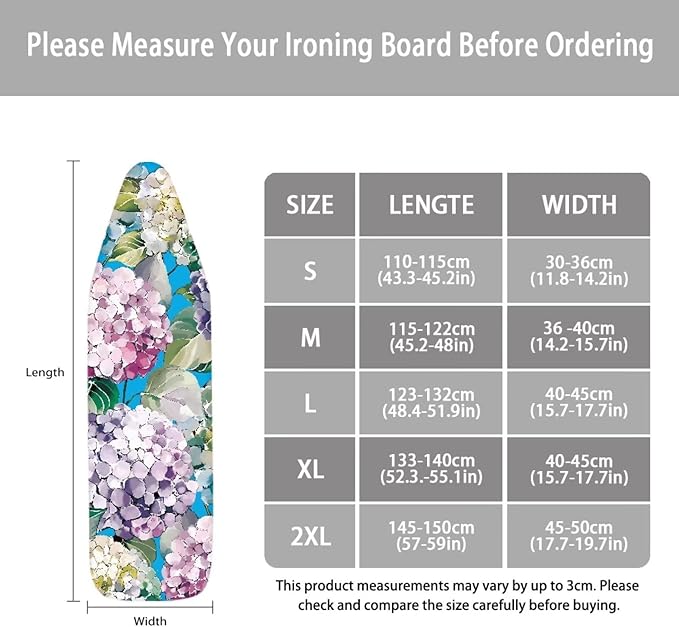Iron Board Cover Standard Size,Floral Ironing Board Cover,Ironing Board Cover,Iron Cover for Ironing Board,3D Floral Print Large
