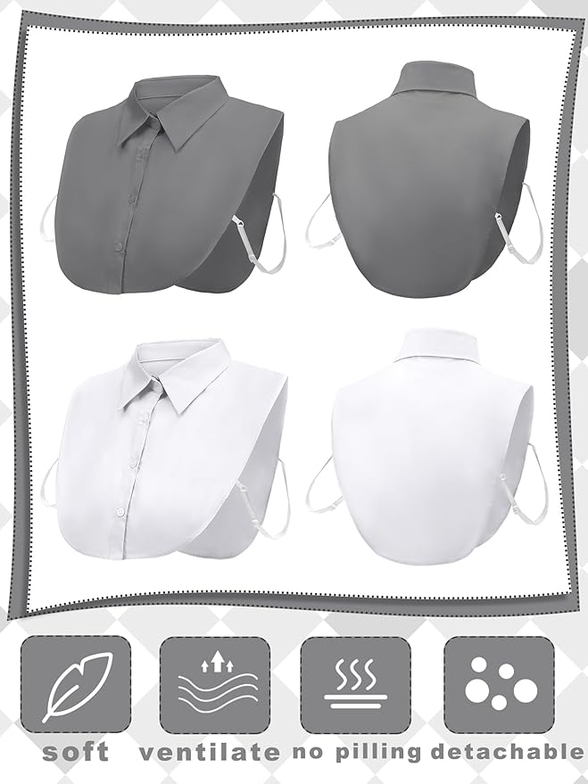Tatuo 2 Pieces Fake Collar Detachable Collar for Women Shirts Dickey Half False Blouse Dickey