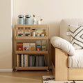 100% Solid Oak Art Storage Cart, 4-Tier Rolling Utility Cart with Wheels, Multifunctional Storage Trolley Shelving Unit on Wheels for Living Room Kitchen(Natural, 7.87"D x 23.62"W x 31.89"H)