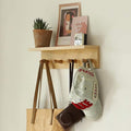 Entrance Coat Rack ，Coat Hooks, Wall-Mounted Wooden Hook Rack, Wall-Mounted Shelves are Very Suitable (Oak Colored Finish—A-1)
