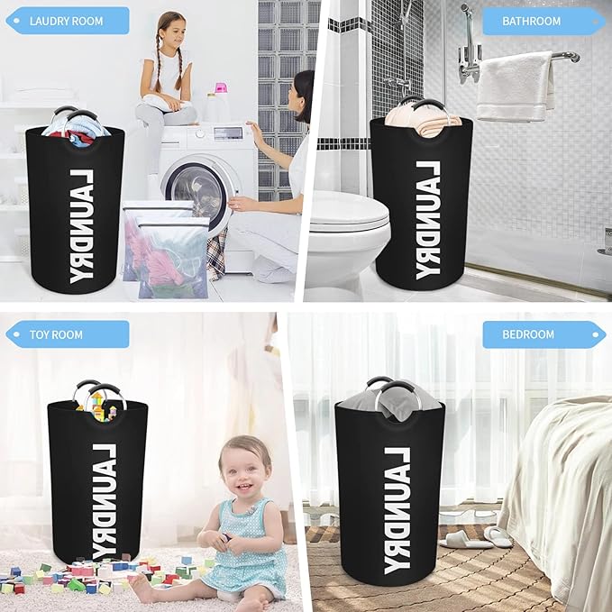 90L Laundry Basket, Storage Basket,Waterproof Laundry Hamper, Laundry Bag with Padded Handles, Clothes Hamper，Collapsible Laundry Basket Easy Storage;Includes 2 mesh laundry bags（16x12in）