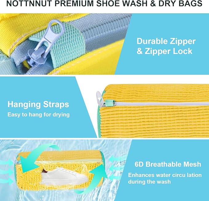 Shoe Washing Machine Bag Laundry Shoes Bag for Washer Dryer Shoe Washing Bag for Sneakers, Casual Shoes, Reusable and Durable Large Shoe Cleaning Bags for All Shoe Types and Sizes