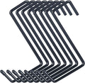 Heavy Duty 8 Pack Vinyl Coated Hooks for Hanging and Organizing, Large Ladder Hooks, Garage Bike and Tool Hanger, Black