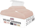 LDC Pink Velvet Hangers 100 Pack - Premium Non-Slip Clothes Coat Pants Felt Hanger for Closet - Heavy Duty Space Saving 360° Swivel Hook Hangars – Pink