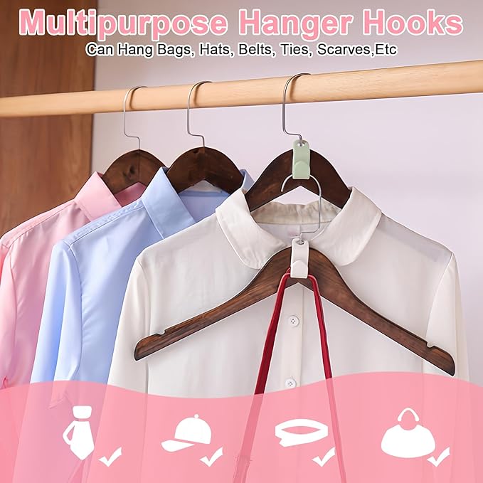 100 PCS Space Saving Hanger - Clothes Hanger Connector Hooks, Stacking Space Saver, Plastic Closet Organizers and Storage Extender for Heavy Duty Hangers Connection (100, Multicolor)