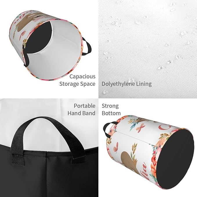 Personalized Sloth Laundry Basket For Baby Kids Boys Girls Adult Custom Hamper Basket With Name For Bathroom Bedrooms Collapsible Baby Laundry Basket, Dirty Clothes Hamper With Handles