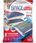 Spacesaver 8 Pack Medium Vacuum Storage Bags for Comforters, Blankets & Clothes – Vacuum Sealed Compression Bags with Hand Pump – Space Saver Storage Bags for Bedding, Moving, Travel & Organization