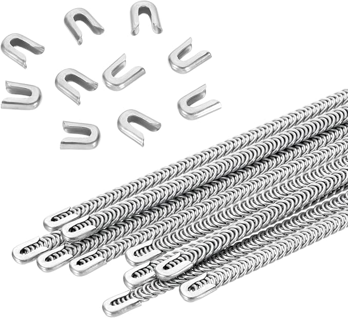 PATIKIL 10 Pcs 13.7 Inch 304 Stainless Steel Metal Steel Spiral Corset Boning, Metal Boning with 10pcs 5mm Boning Tips for Sewing Corset, Making Costume,Hoop Skirt, Collar (5mm Wide)
