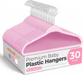 HOUSE DAY 11.4 Inch Baby Hangers 30 Pack - Plastic Kids Hangers Space Saving Thin Profile, Children Closet Organizers with Rotatable Hook of 360°, Heavy Duty for Toddler Clothes Nursery - Pink