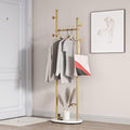 Gold Clothing Rack With Shelves, Gold Coat Rack Freestanding with Marble Base, Coat Hanger Hat Tree Standing Clothes Racks for Boutique, Bedroom