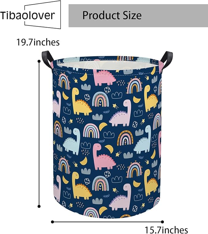 Dinosaur Kids Laundry Basket Baby Hamper Rainbow Toy Storage Bin for Boys Room Decor Baby Nursery Hamper Gift Baskets for Bedroom Bathroom(Rainbow Dinosaur)