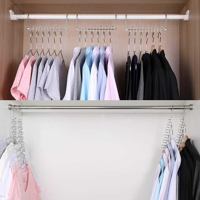 Meetu Closet Organizer - 9.5 Inch Cloth Hanger Magic Space Saving Hangers for Wardrobe Organization (Pack of 6)