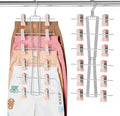 DOIOWN 6-Tier Baby Hangers with Clips - Space Saving Kids Pants Hangers for Babies & Kids Pant,Clothe,Adjustable Toddler Clothes Hanger for Newborn Children Closet Organization Pink 4Pack